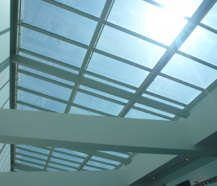 a glass rooftop.