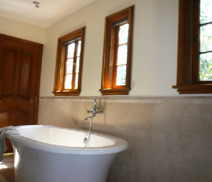 Static cling film applied to bathroom windows 