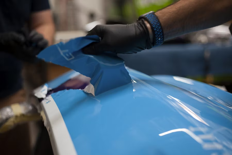 A paint protection film on a car.
