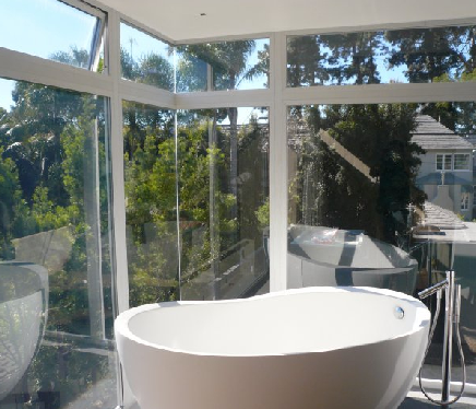 A tint offering privacy and heat rejection.