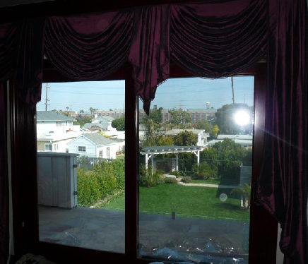 A window with heat protection tint. 