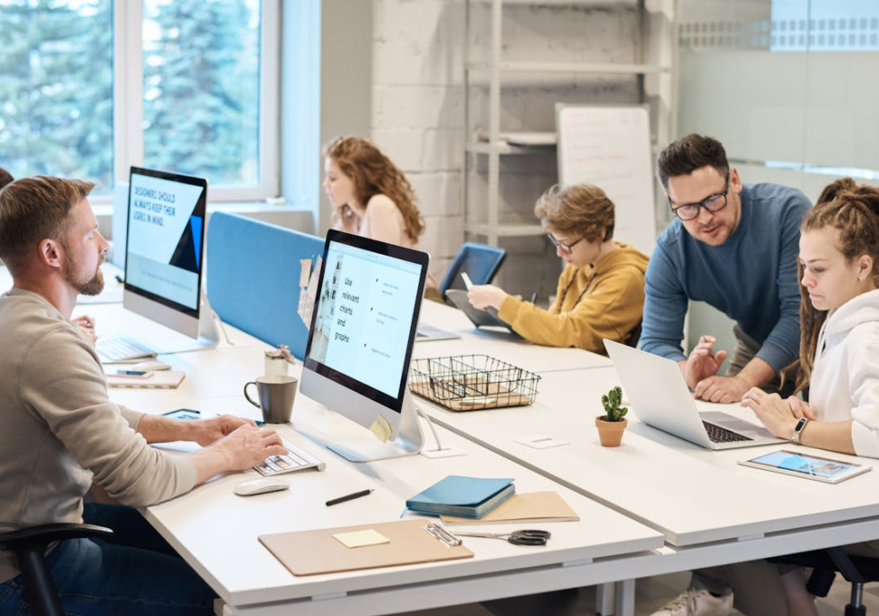 open office layout modern workspace employees