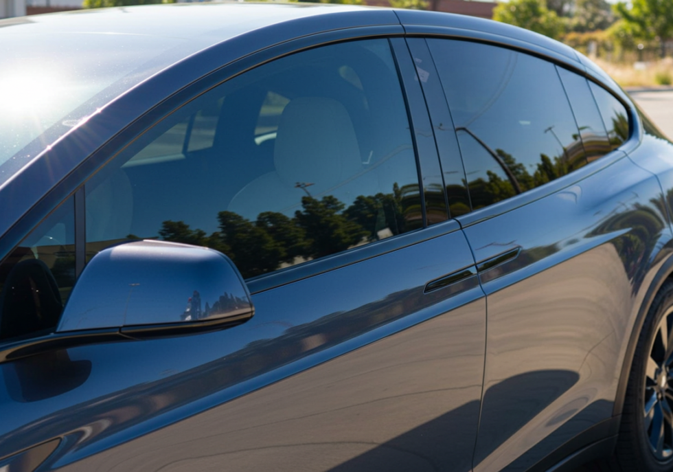 tesla with ceramic tinted windows los angeles